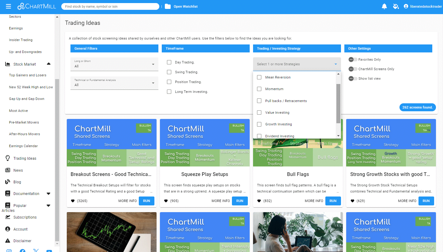 ChartMill's Trade Ideas Helps You Find Potential Trade With 263 Pre-Built Strategies