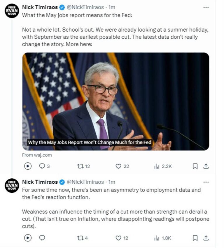 Nick Timiraos from WSJ: What does jobs report mean to Fed? Not much. | Forexlive