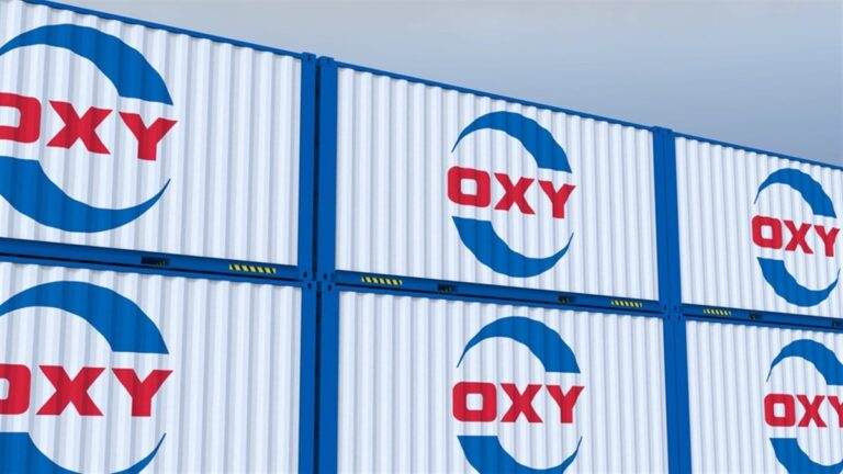 Occidental Petroleum logo on shipping containers