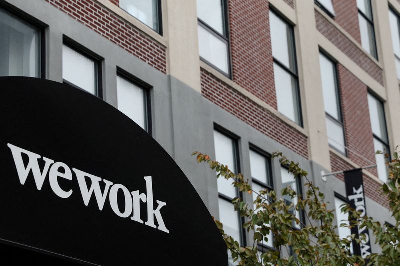 © Reuters. FILE PHOTO: A WeWork logo is seen outside its offices in the Queens borough of New York City, U.S., November 7, 2023. REUTERS/Shannon Stapleton/File Photo © Reuters. FILE PHOTO: A WeWork logo is seen outside its offices in the Queens borough of New York City, U.S., November 7, 2023. REUTERS/Shannon Stapleton/File Photo