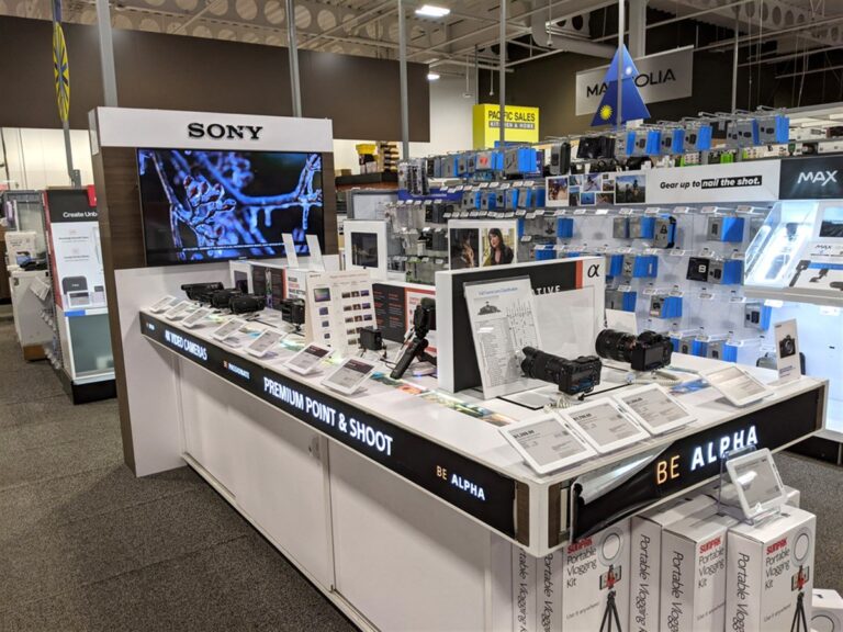Sony Logo and Camera display inside Best Buy Store