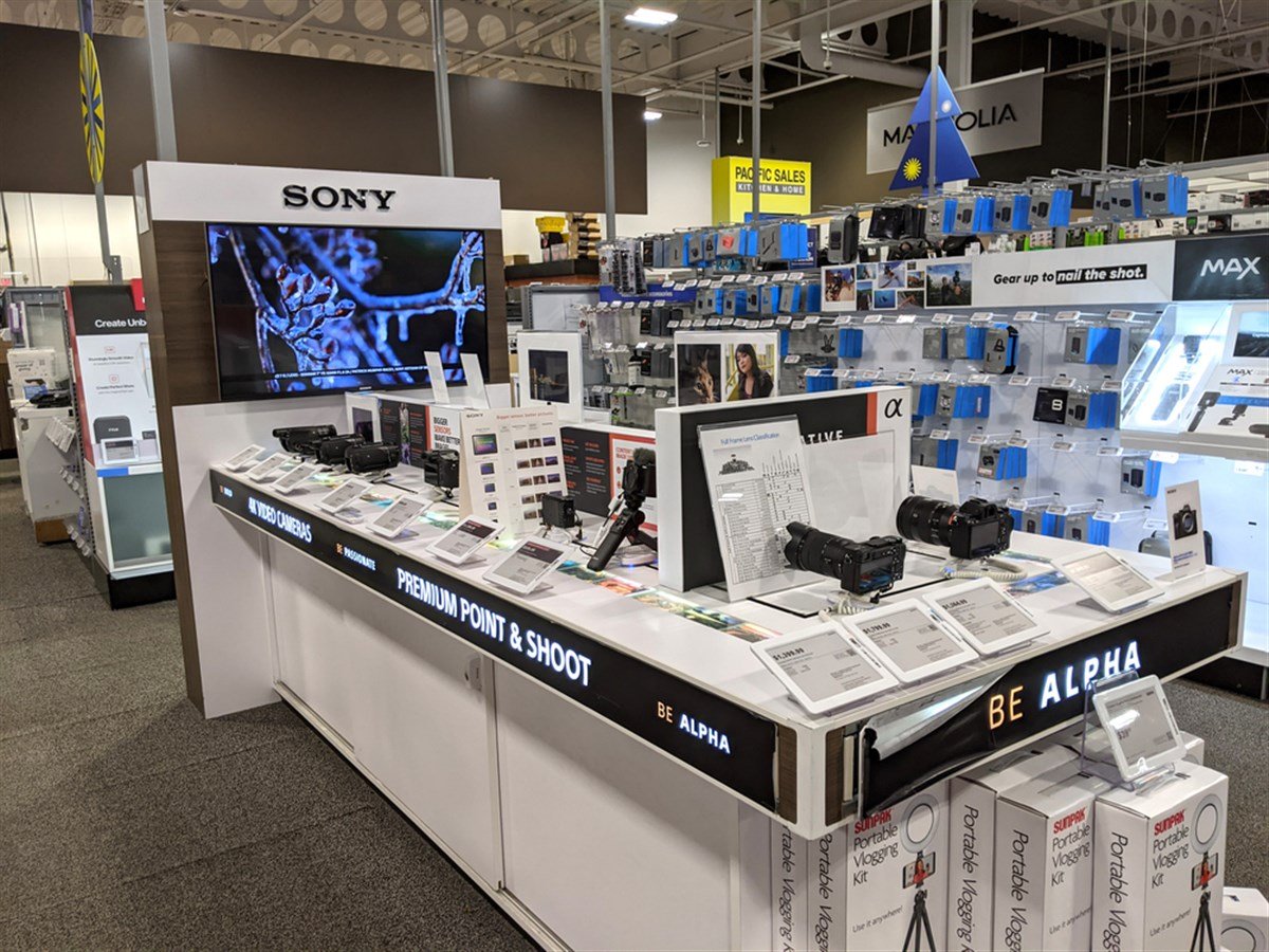 Sony Logo and Camera display inside Best Buy Store