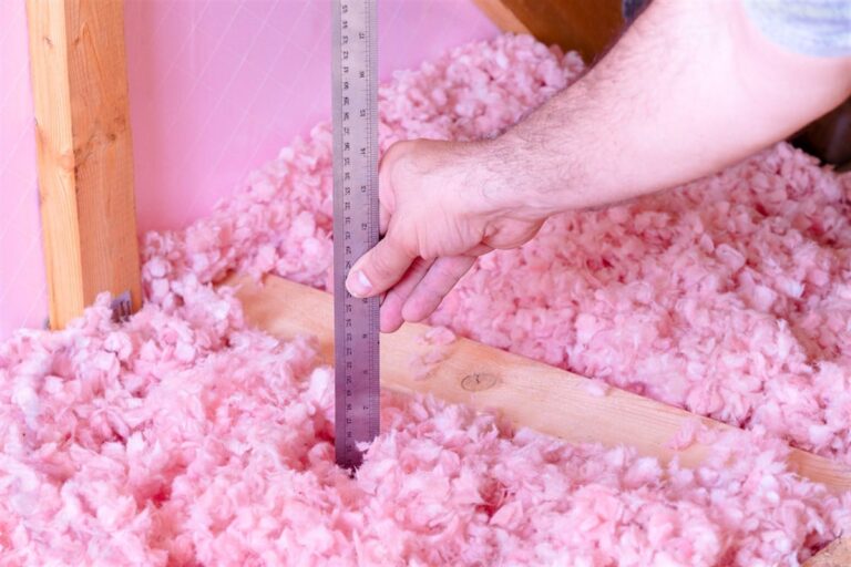 fiberglass insulation in the attic