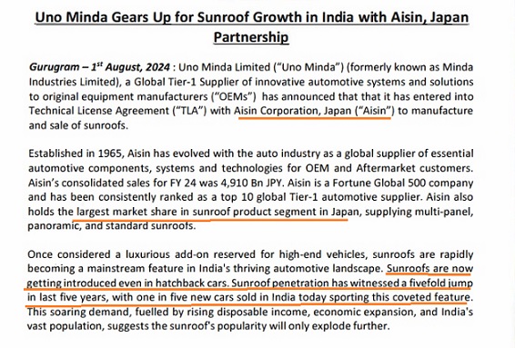 Uno Minda: Rising Sun Roof