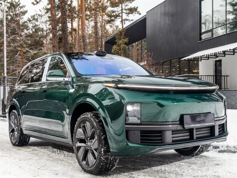 Novosibirsk, Russia -  November 20  , 2023:  green  LI L9, SUV  parked in  park,  front   view