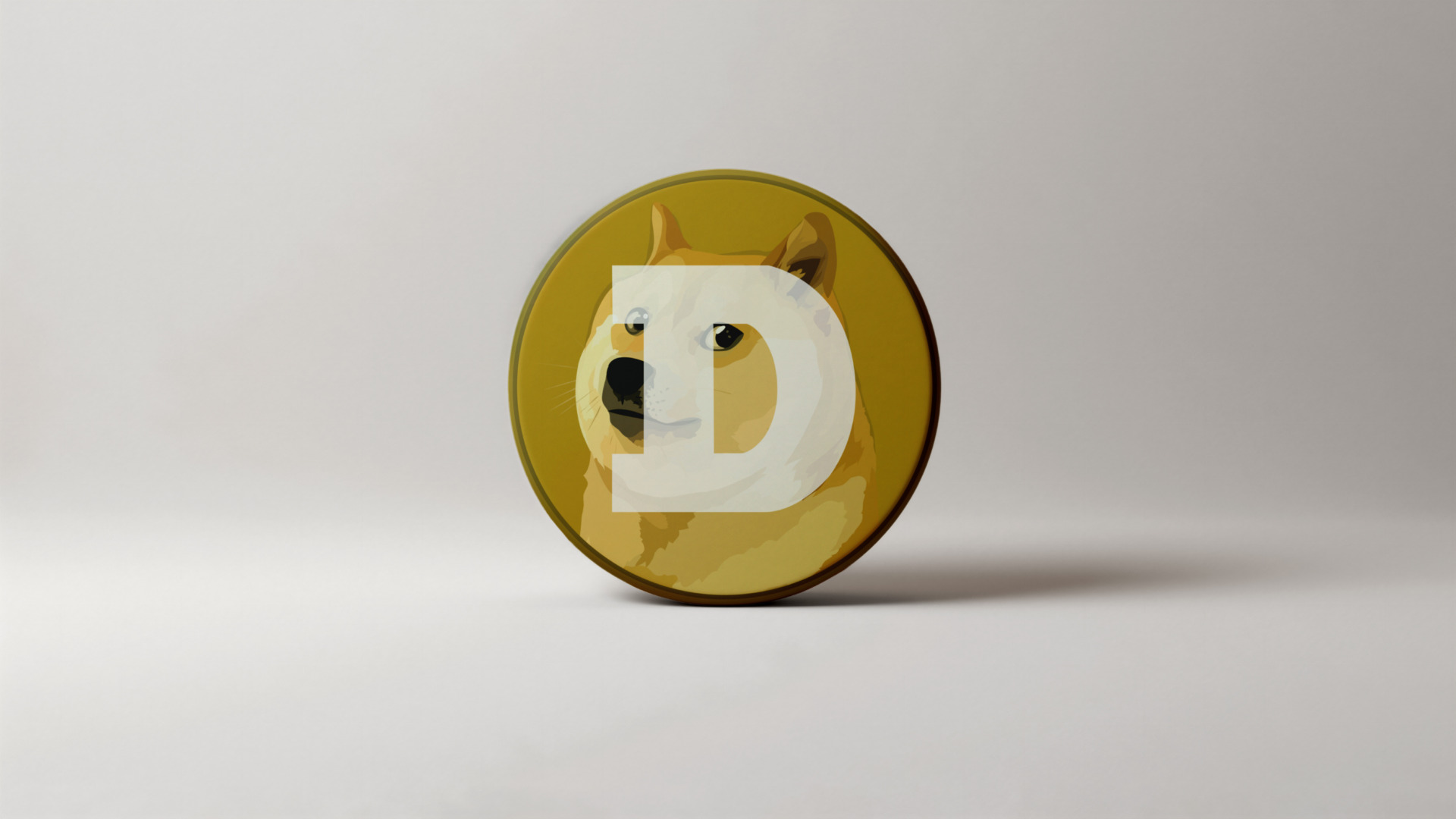 Dogecoin 3d logo coin icon on a light background