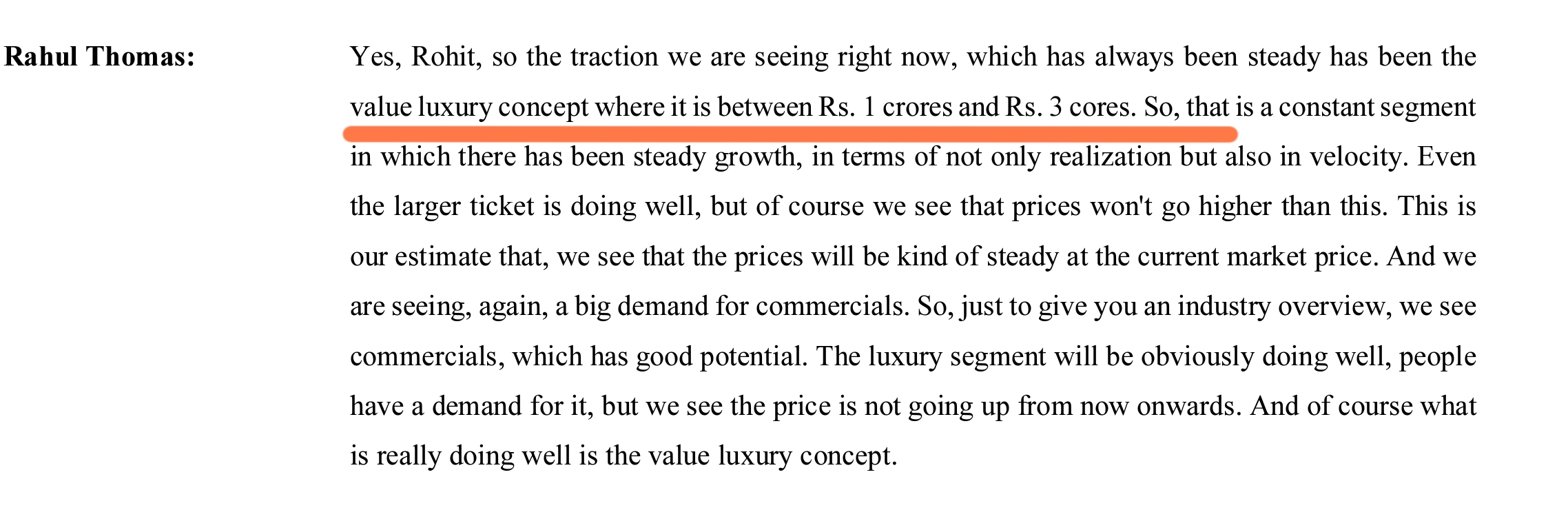 3 Cr means Value Luxury