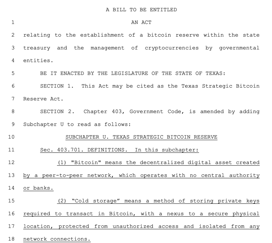 Texas State Rep Files For Strategic Bitcoin Reserve