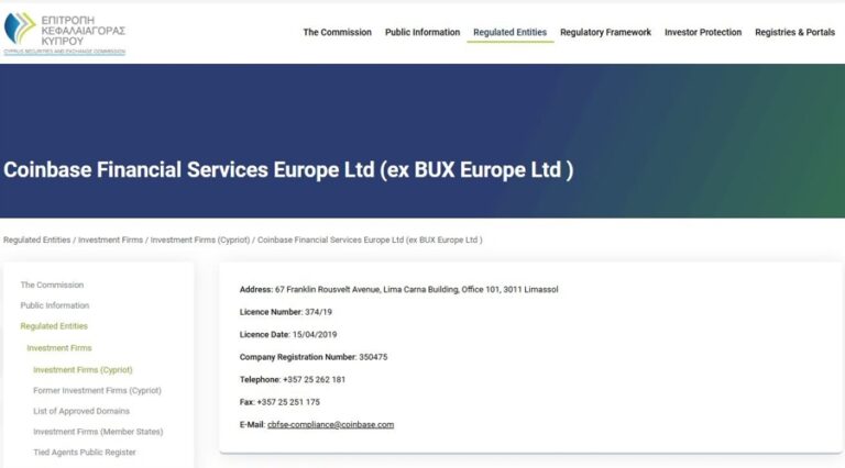 A screenshot of the Coinbase