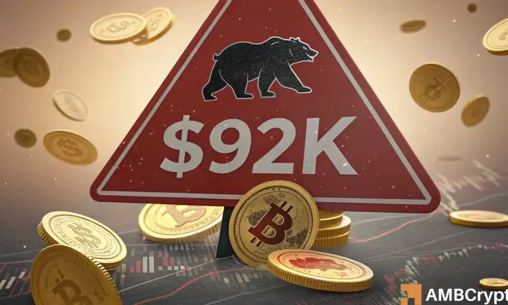 Bitcoin drops below STH RP of $92K – Will holders panic sell?