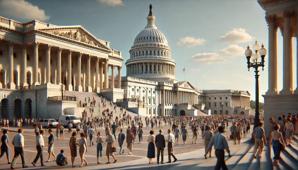 A realistic image of the United States Capitol building in Washington, DC by guerillastocktrading