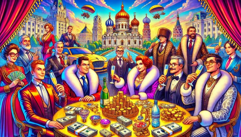 A drawing of wealthy Russian investors