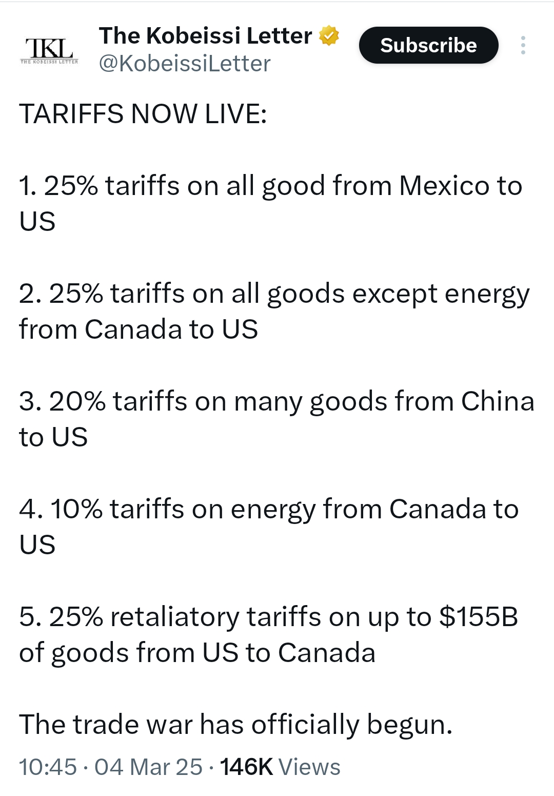 Trade Wars have officially Begun