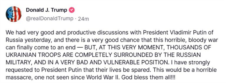 Trump on talks with Putin yesterday: We had very good and productive discussions | Forexlive