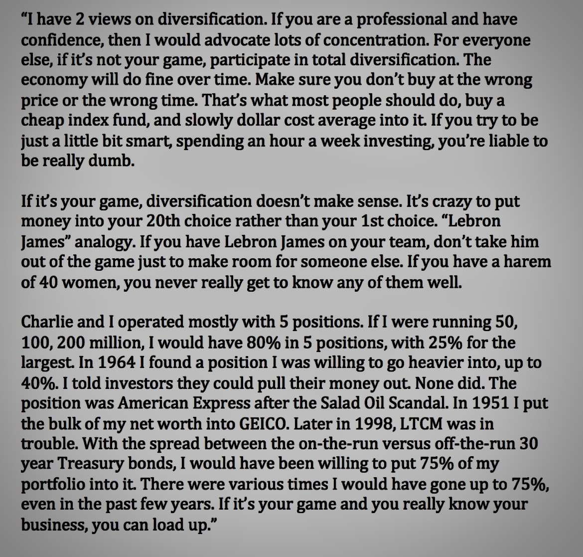 Warren Buffett on Diversification