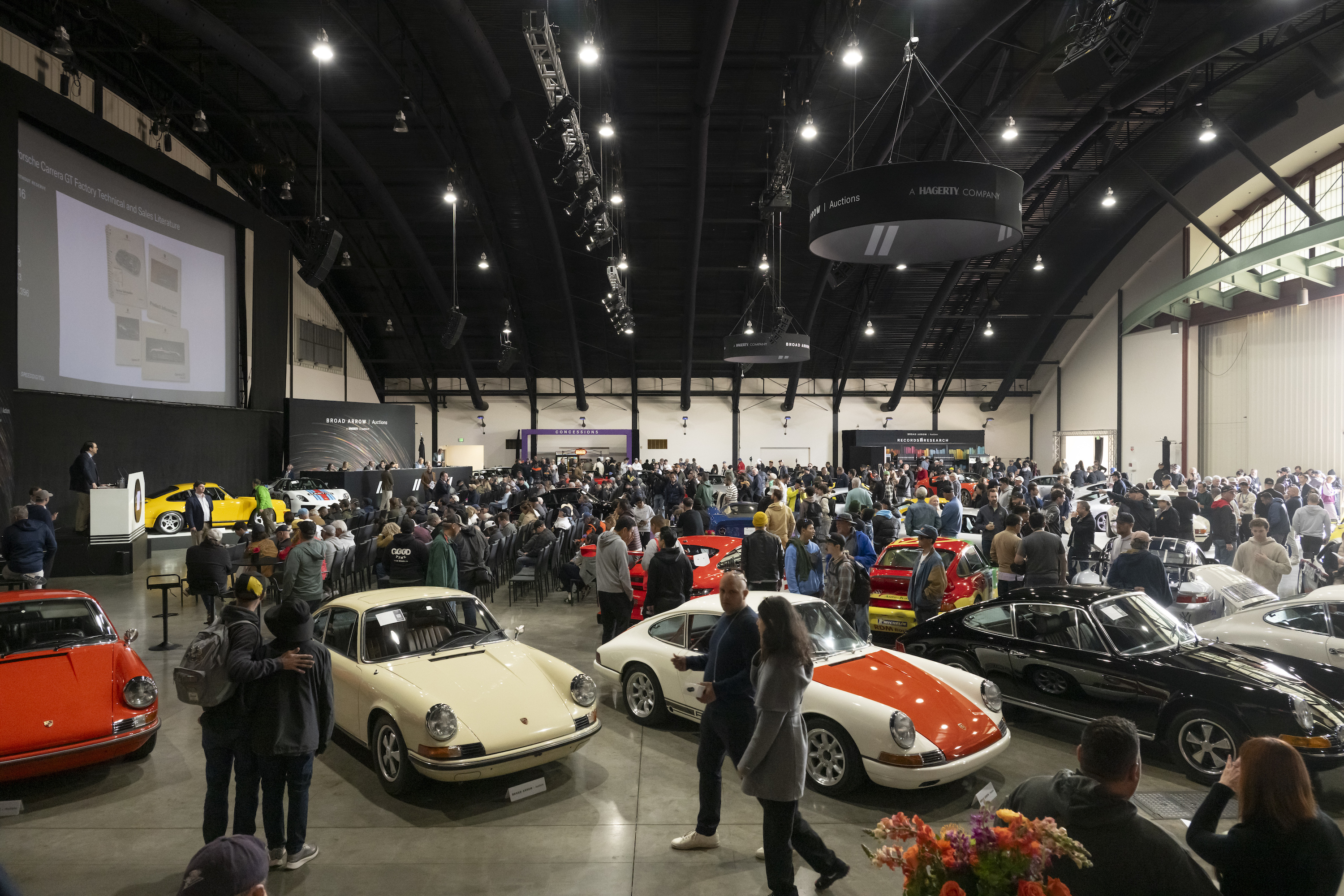 The bustling crowd during Broad Arrow's 2025 Porsche Air|Water Auction in Costa Mesa, California Credit - Robin Adams / Courtesy of Broad Arrow Auctions