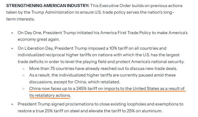 China faces 245% tariffs