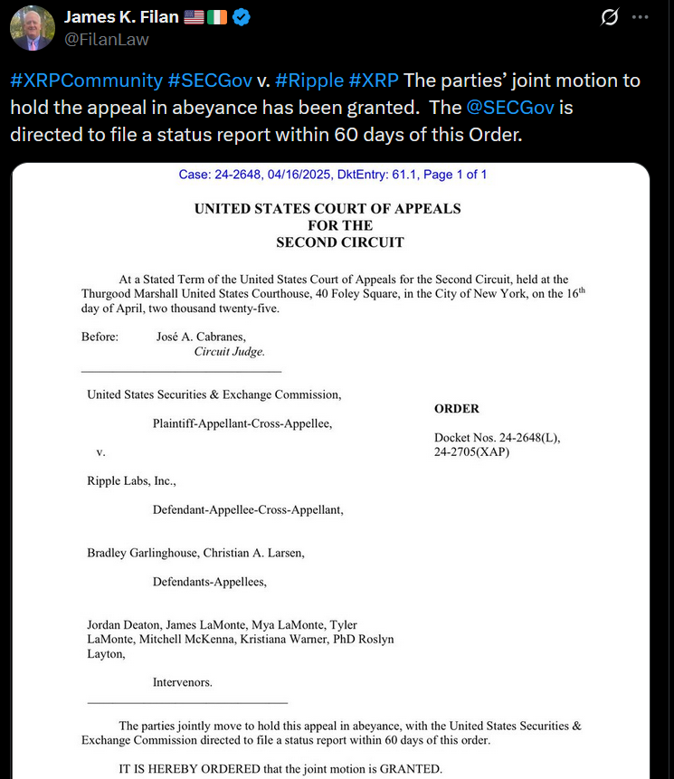 Ripple xrp case paused