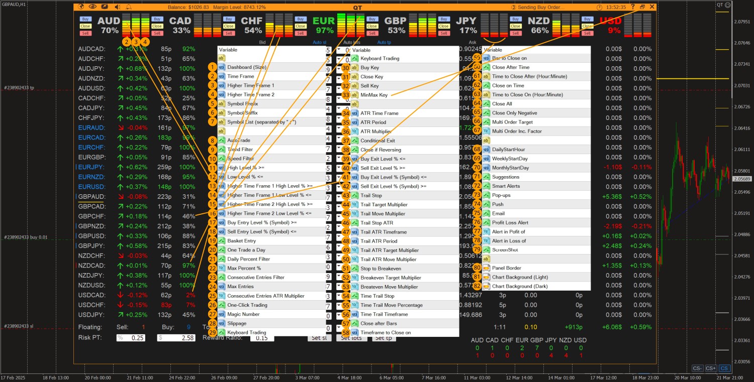 Multi Currency EA Quant Terminal Settings introduction