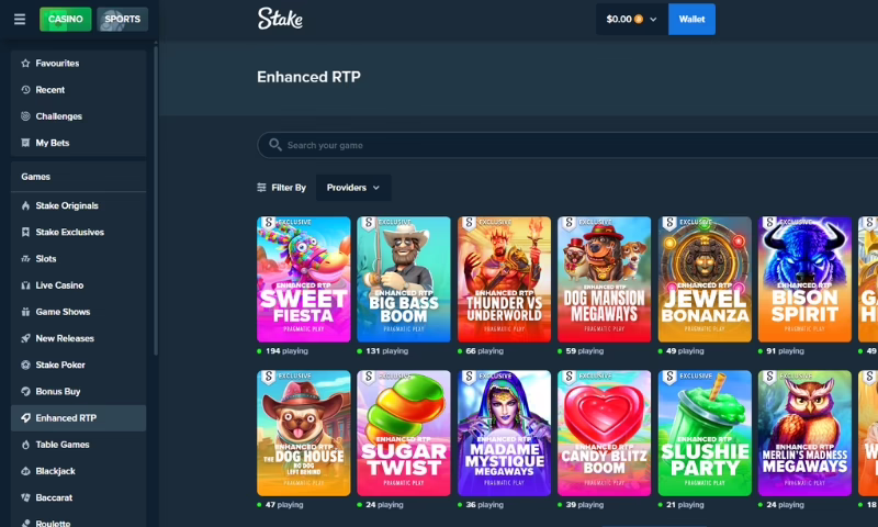 Enhanced RTP Slot games Stake