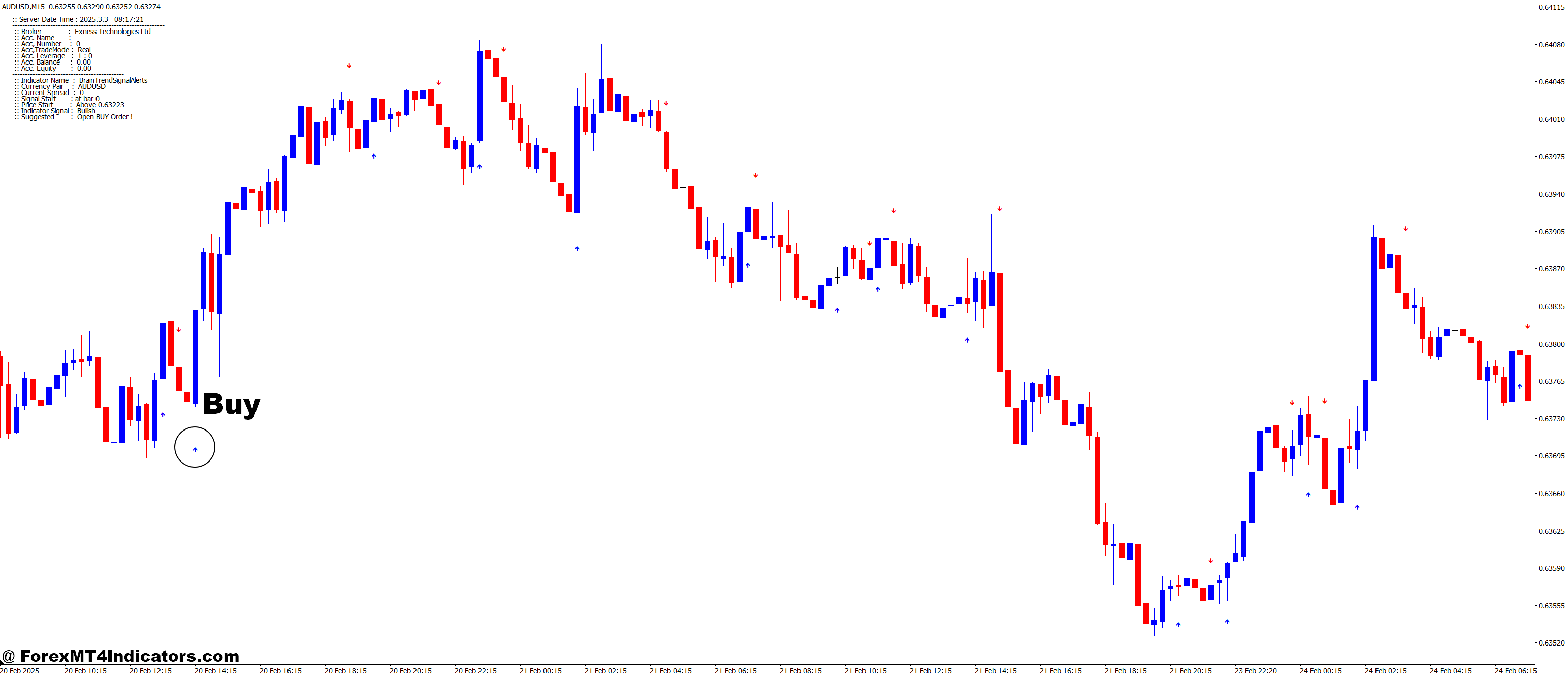 How to Trade with Brain Trend Signal Alert MT4 Indicator - Buy Entry