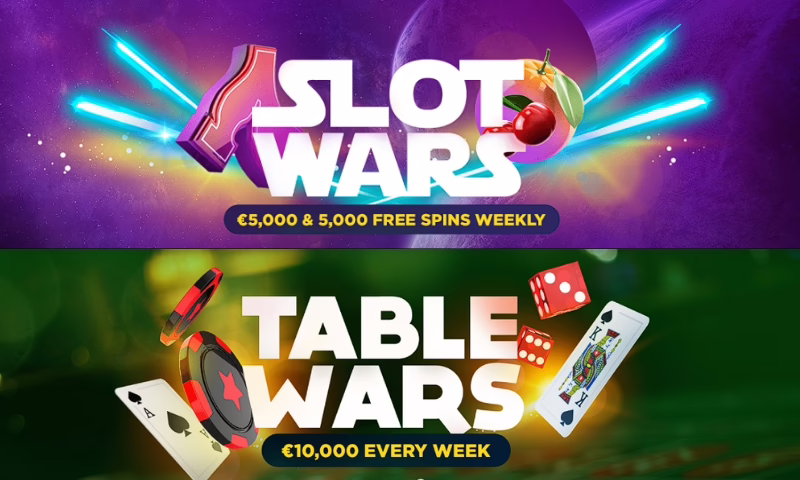 Slot wars and Table Wars, other weekly tournaments at BitStarz. 