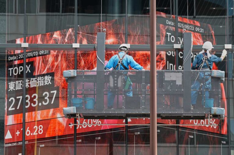 Asian stocks rise and oil prices slip after Treasury yields ease