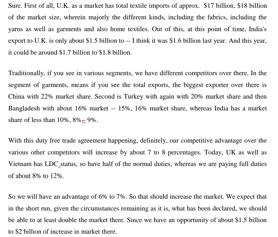 UK FTA & India Textile Exports