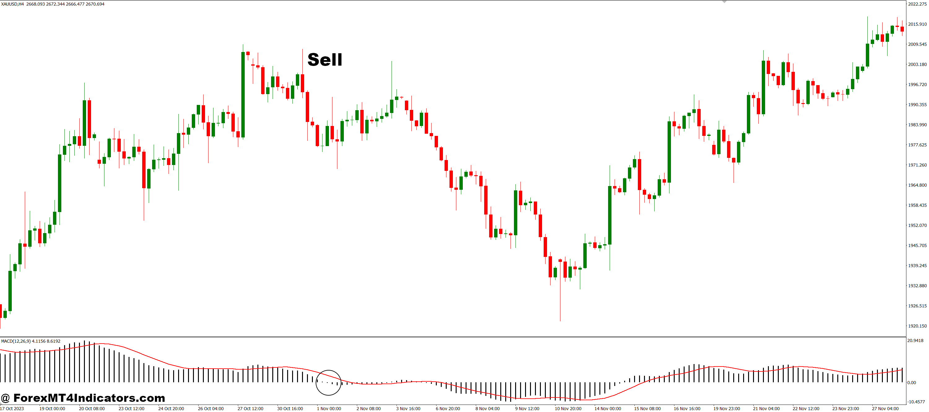 How to Trade with Custom MACD MT4 Indicator - Sell Entry