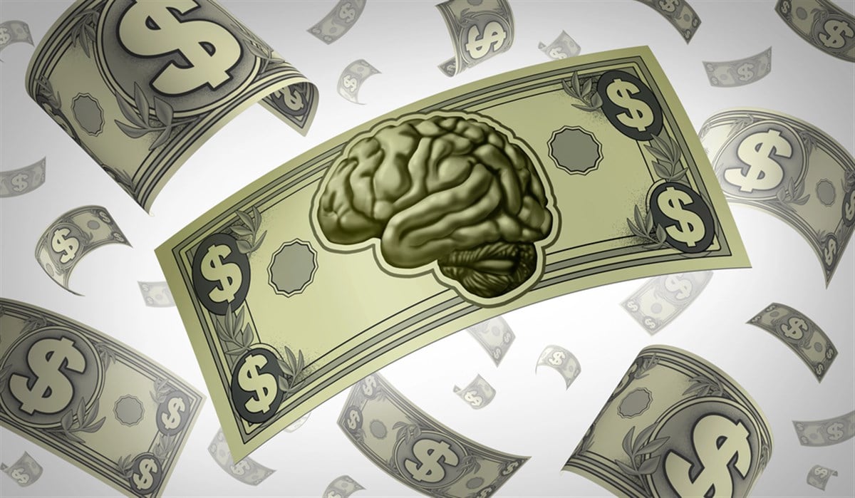 brain on dollar bill illustration