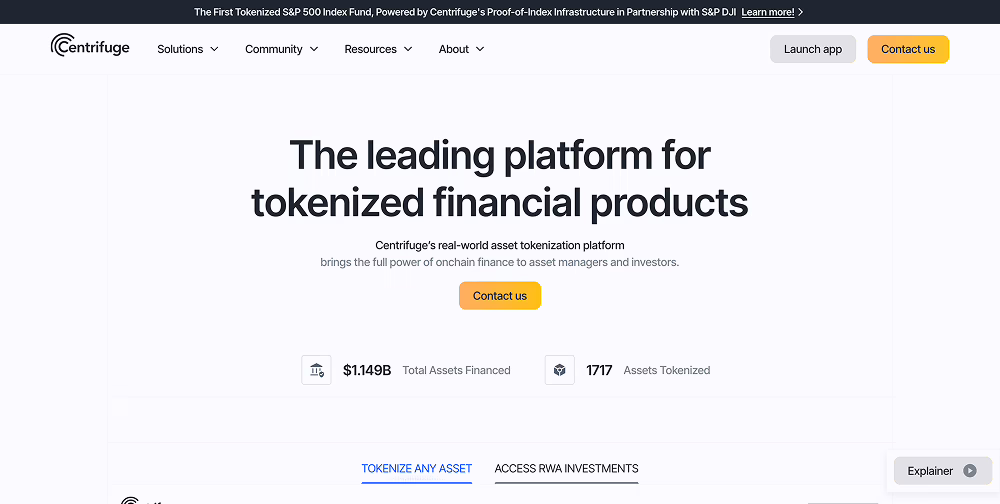 Screenshot of Centrifuge.io