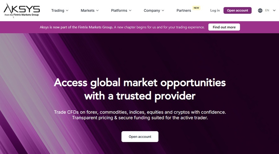 A screenshot of the Aksys website