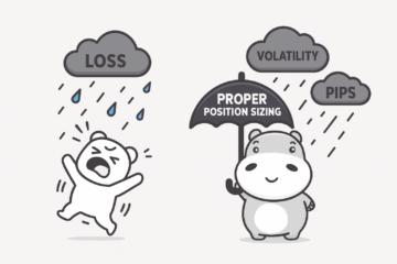 an image of two characters: one with no umbrella and a 