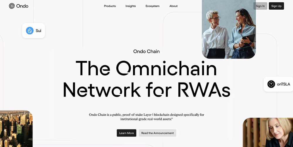 Screenshot of Ondo Chain website