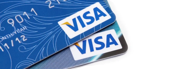 Visa credit card on a white background