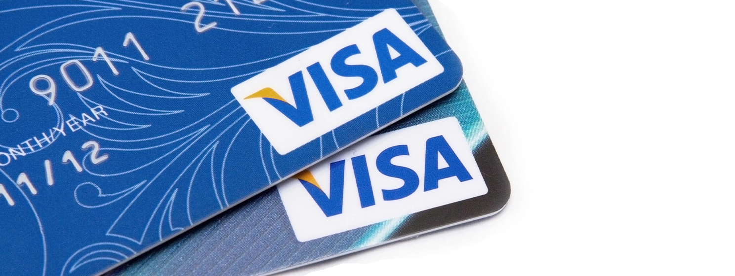 Visa credit card on a white background
