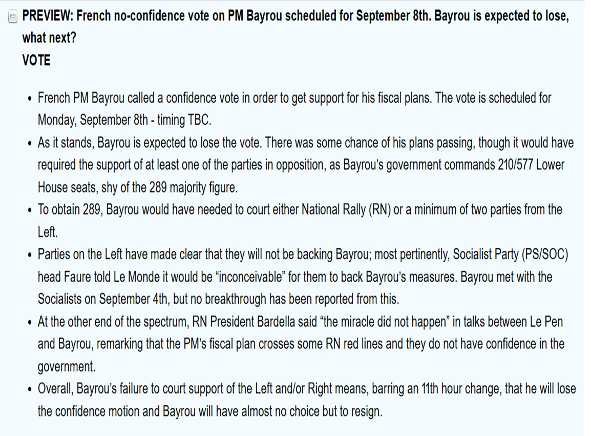 Roll call – No Confidence Vote in France