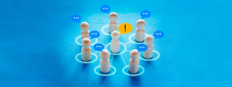 Social connection concept banner, wooden pawns