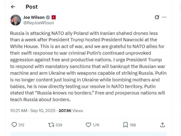 US member of Congress says Russia attacking Poland, an act of war | investingLive