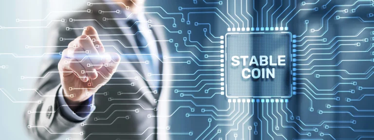 Stablecoin, business man concept banner