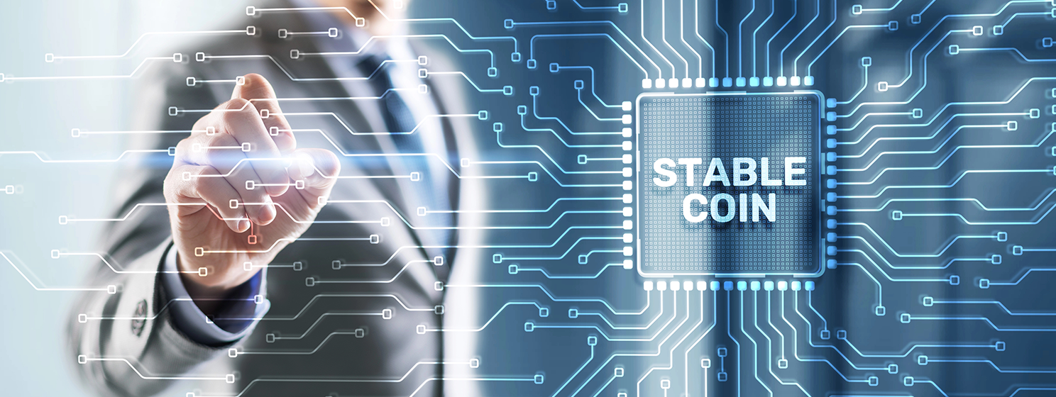 Stablecoin, business man concept banner