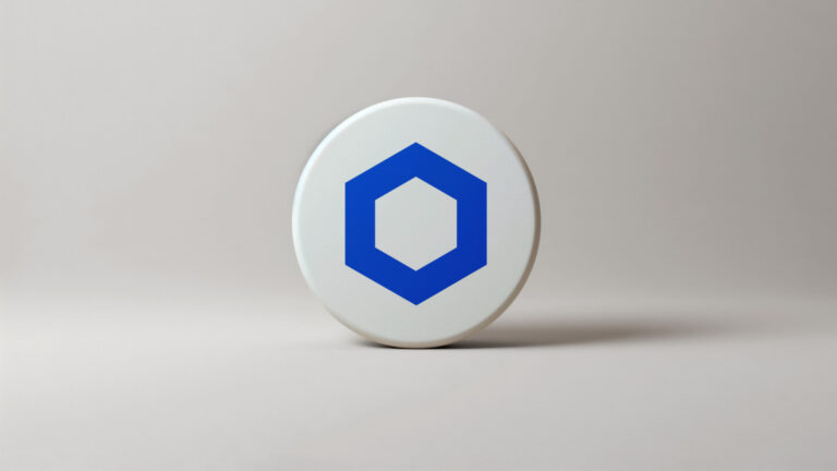Chainlink 3d coin logo icon on a light background