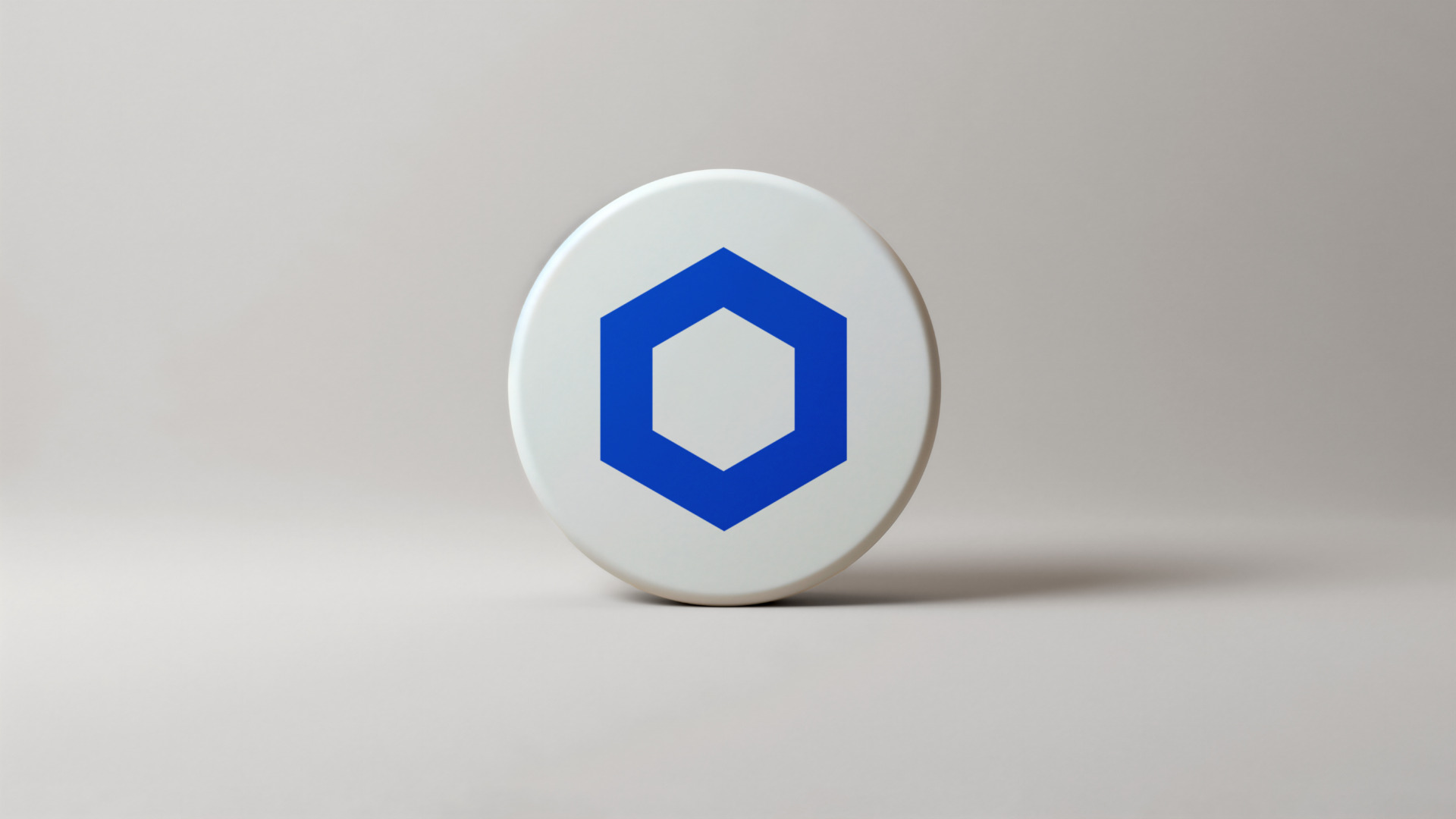 Chainlink 3d coin logo icon on a light background