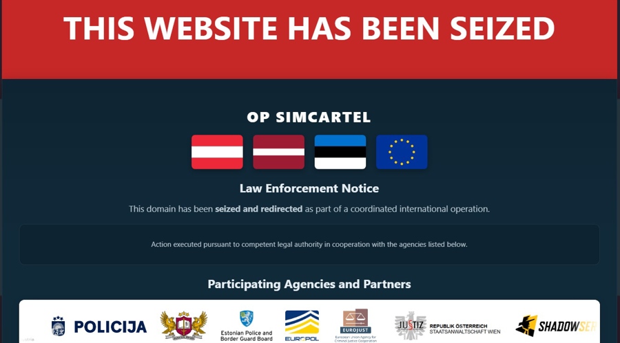 A screenshot of one of the seized website linked to the cybercrime-as-a-service network