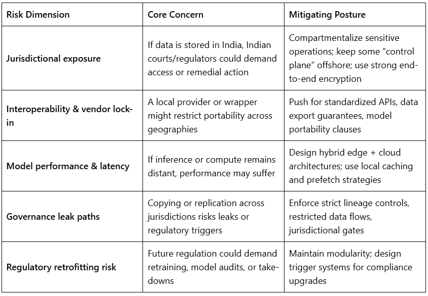 Data residency in AI: Geopolitical, regulatory, enterprise risk table