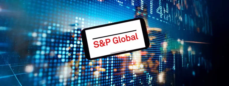S&P Global logo displayed on phone screen