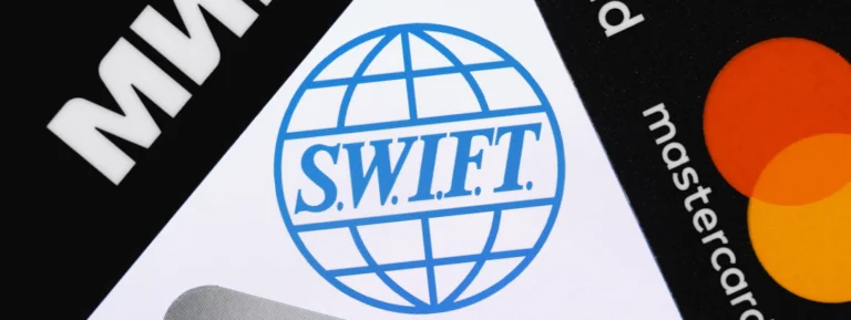 SWIFT logo with various payment cards