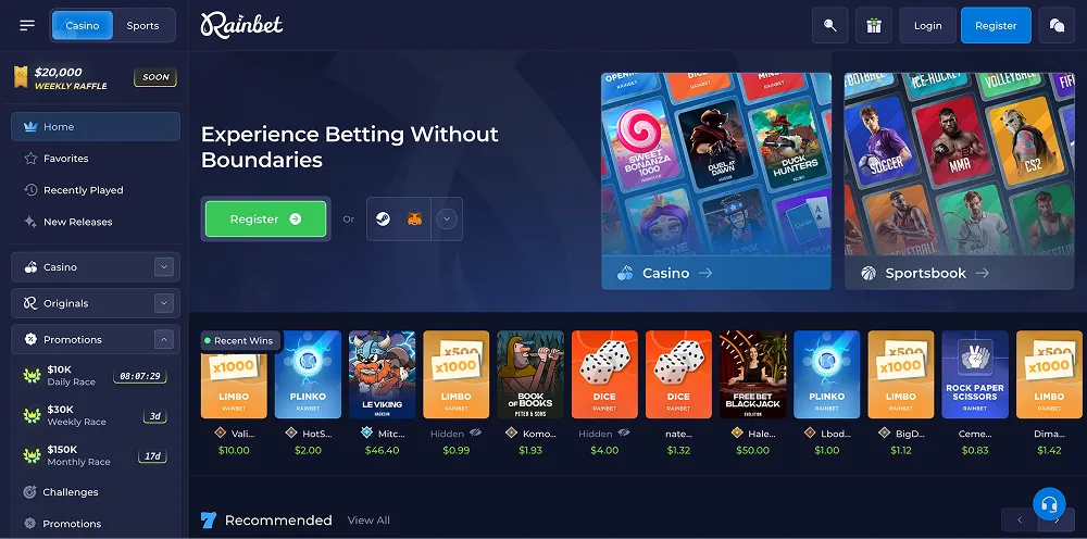 Screenshot of Rainbet casino