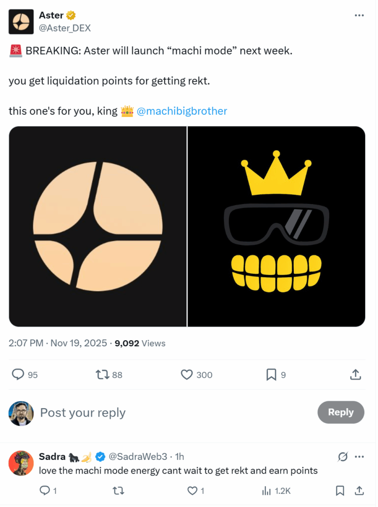 Aster Launches ‘Machi Mode’ Rewarding Liquidations - AabeyLLC Crypto