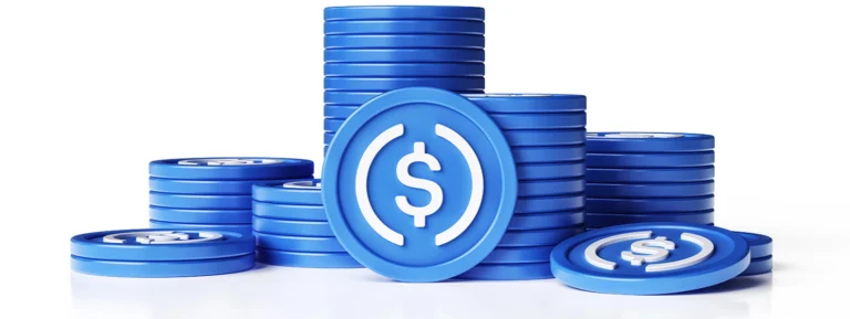 Stacks of USDC digital stable coins
